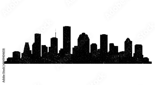 Vintage Houston Skyline Vector Black Silhouette