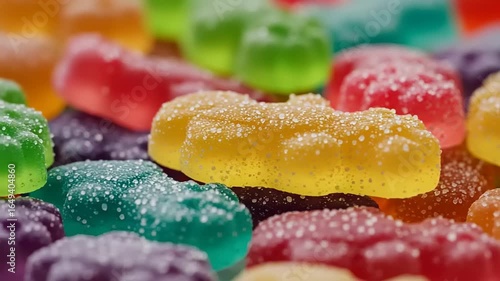 Colorful gummy candies arranged in vibrant display