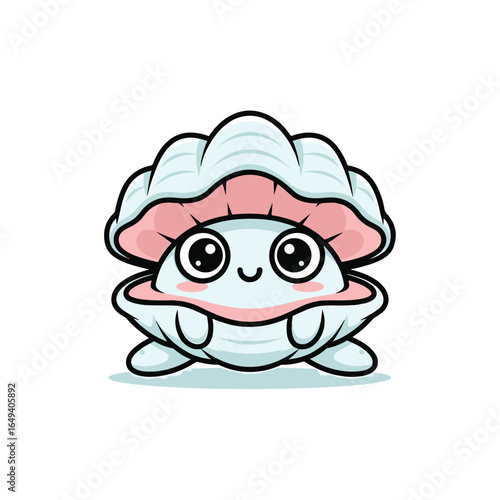 clam cartoon character isolated on a white background