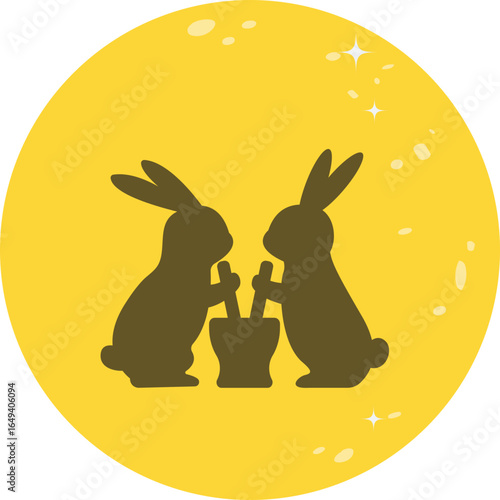 Moon Bunny Under the Full Moon – Illustration of Korean Chuseok and Harvest Festival