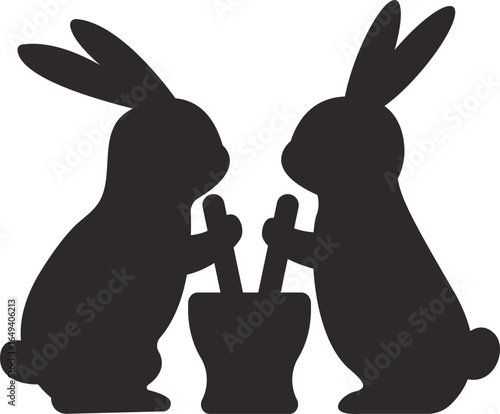 Moon Bunny Under the Full Moon – Illustration of Korean Chuseok and Harvest Festival