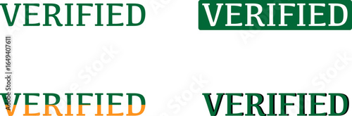 Vector illustration of verified text set