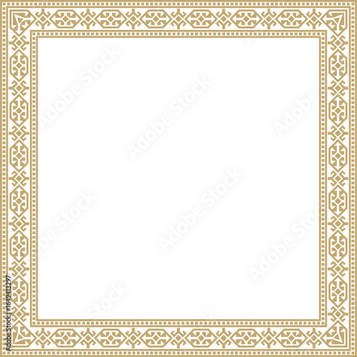 Vector set of black monochrome seamless Kazakh national ornament. Ethnic endless pattern of the peoples of the Great Steppe, 
Mongols, Kyrgyz, Kalmyks, Buryats. frame border.