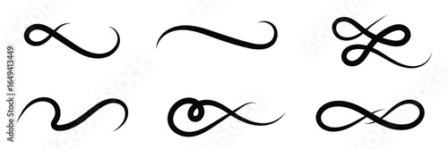 Set of Swoosh vector. Hand drawn swoosh elements, and swoop underline typography tails shape in flat styles. Set of ribbons. Design concept element collection in eps 10. Vector background .