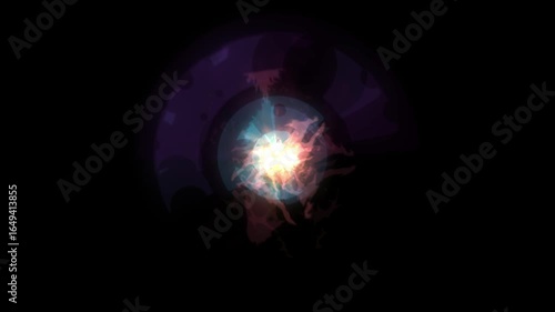 explosion sparkle particles on black background with alpha channel