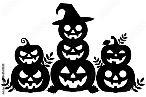 Halloween pumpkin with hat composition