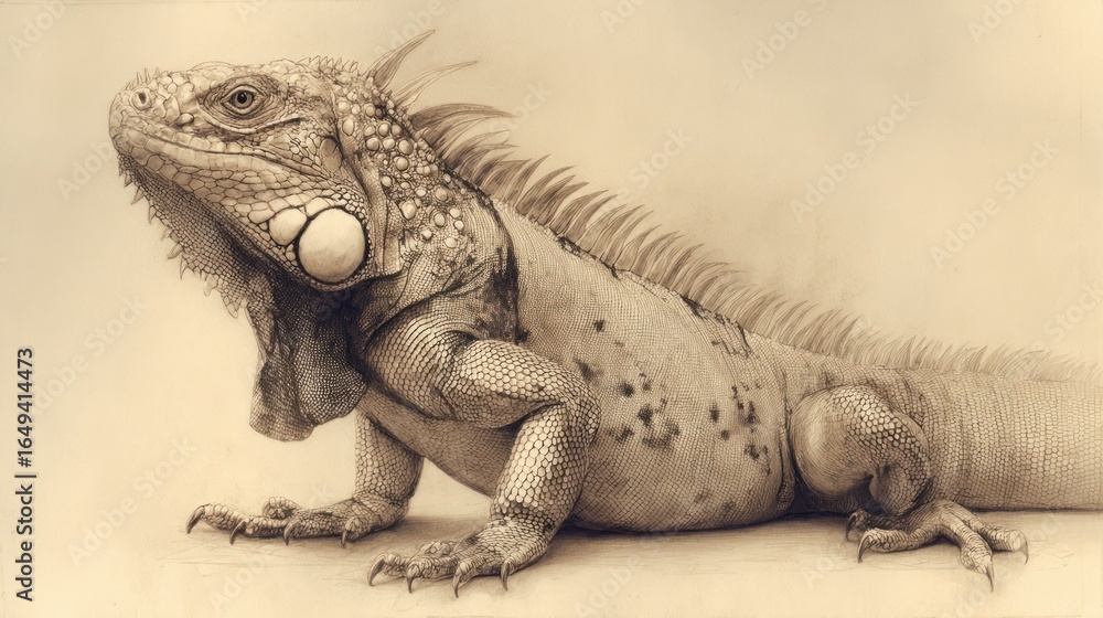 Obraz premium Close-up of a light-toned iguana