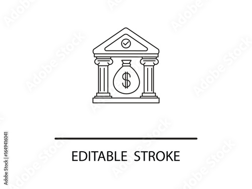 Secure your finances with this classic bank building icon symbolizing wealth and trust, perfect for financial services.