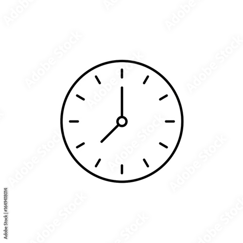 Minimal line style clock icon representing time management isolated on transparent background, flat simple vector. Generated AI