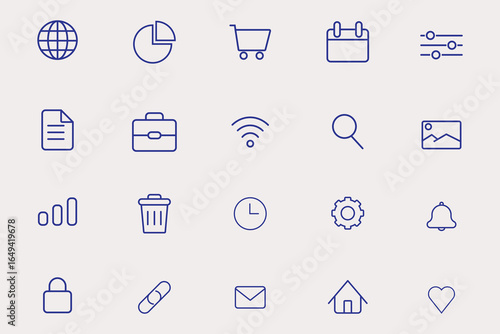Universal web and mobile app UI line icon set. Vector symbols for user interface design