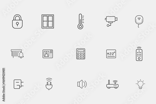 Smart home and security system line icon set. Vector symbols of automation, and remote control