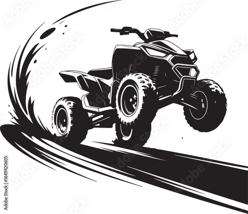 Dynamic ATV action jump with splash effect