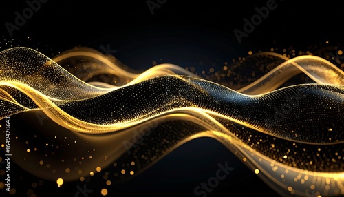 黄金色の光が流れる幻想的なウェーブデザイン
