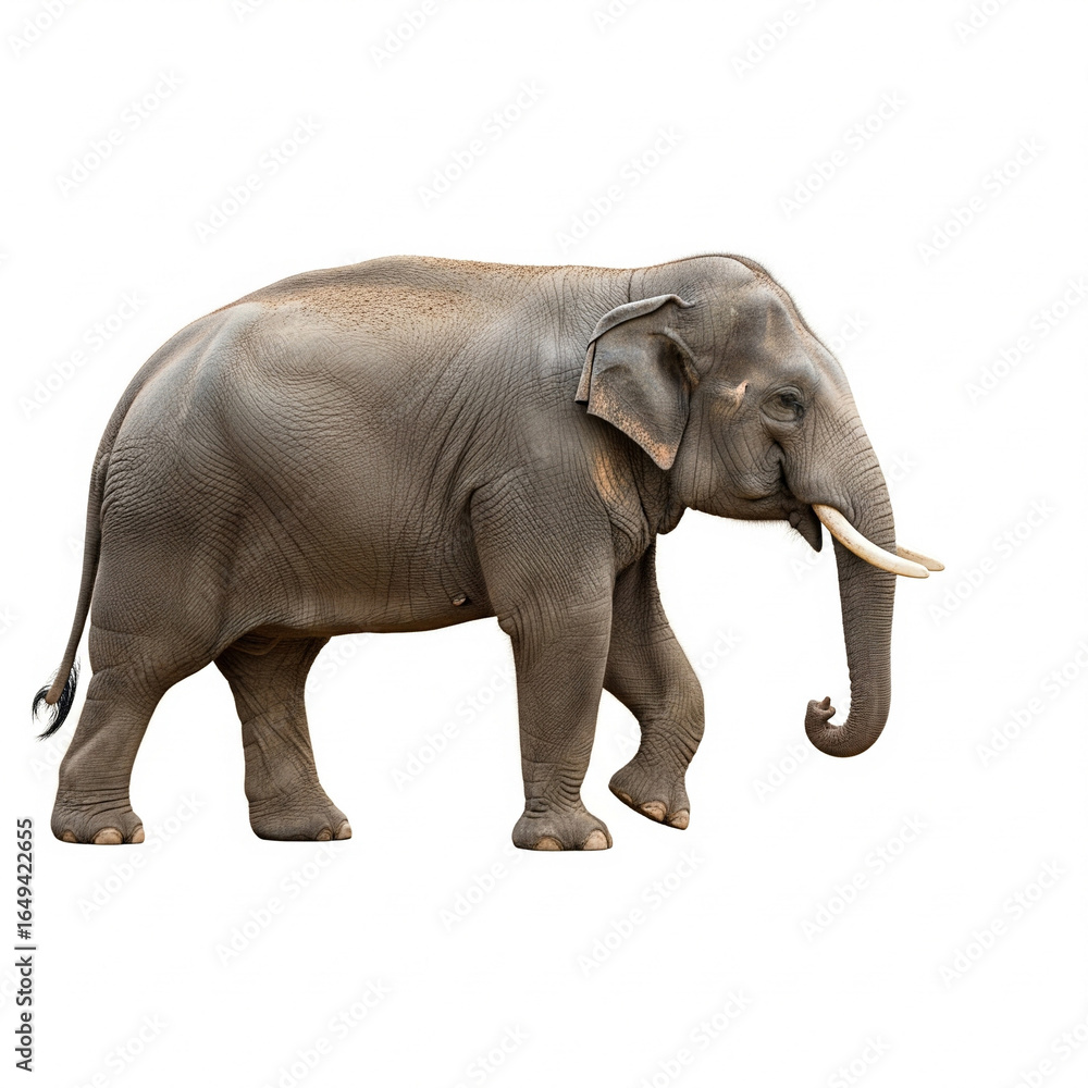Obraz premium Majestic adult Asian elephant standing, isolated transparent background