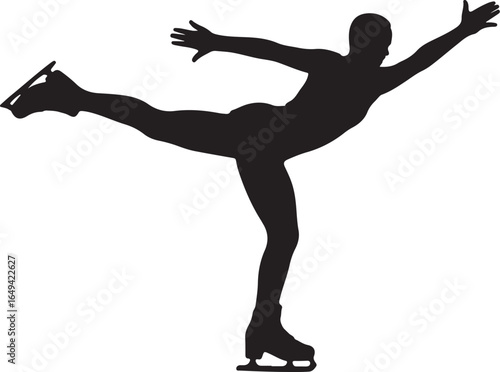 Elegant figure skater silhouette performs graceful ice dance moves