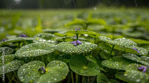 green leaf with water drops