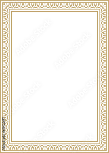 Classic Greek golden square ornament. Vector pattern, ancient Hellenic rectangle. European border.
