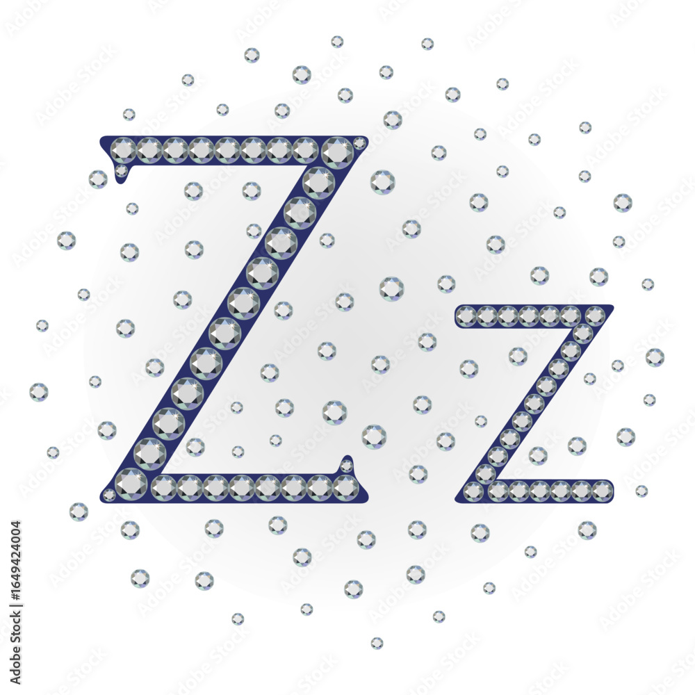 Obraz premium English letter (uppercase and lowercase) from luxury gemstone alphabet isolated on white background