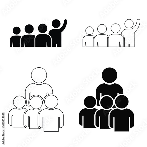  Team and Group People Vector Icons Set