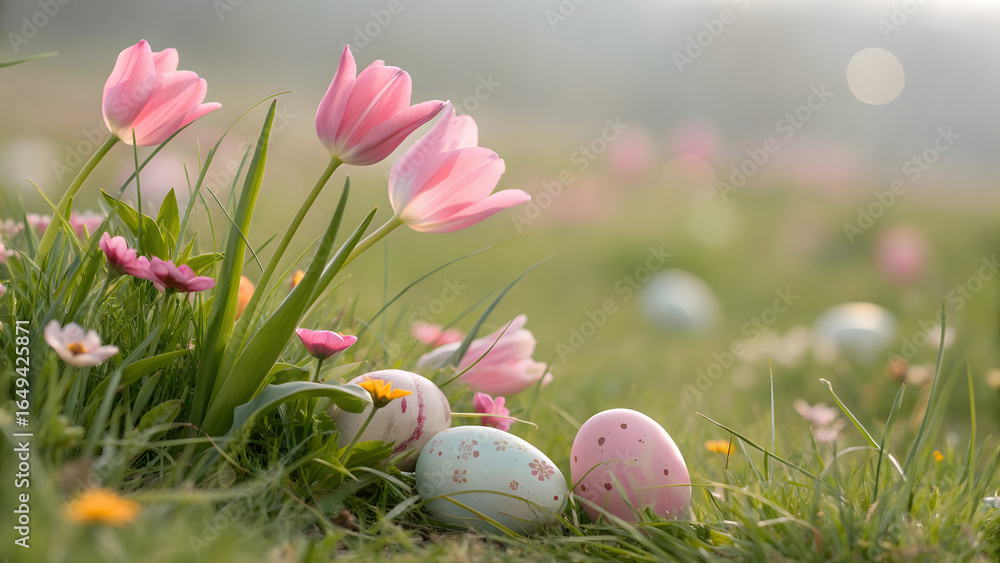 Fototapeta premium easter eggs in the grass