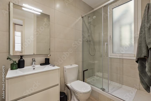 Wallpaper Mural Modern bathroom interior in minimal scandinavian style, 3d render Torontodigital.ca