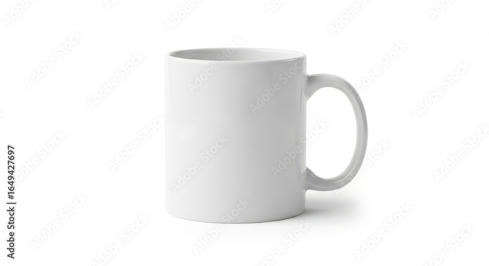 Obraz premium A Clean and Simple Studio Shot of a Plain White Ceramic Mug Isolated on a White Background Perfect for Mockups and Product Presentations
