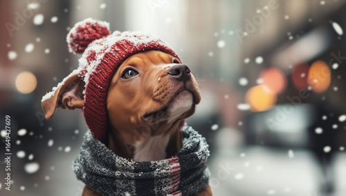 Adorable Christmas pitbull puppy