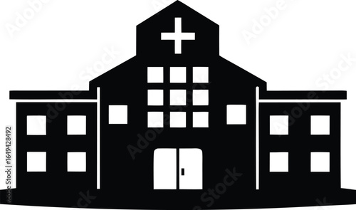  hospital building vector illustration with medical icon symbol