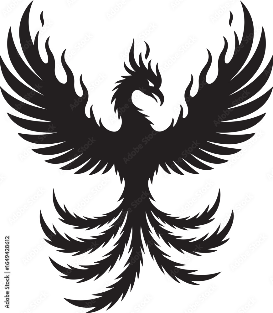 Obraz premium Majestic phoenix rising with fiery wings symbolizing rebirth