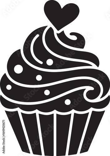 Sweet cupcake with heart topper for celebrations