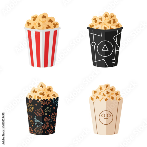 Popcorn Cups Assortment Movie Snacks and Cinema Treats