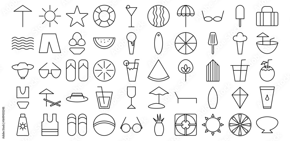 beach holiday icon pack illustration beach holiday icon pack illustration