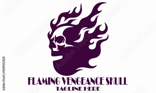 Flaming vengeance skull vector illustration, flaming vengeance skull logo design with white background
