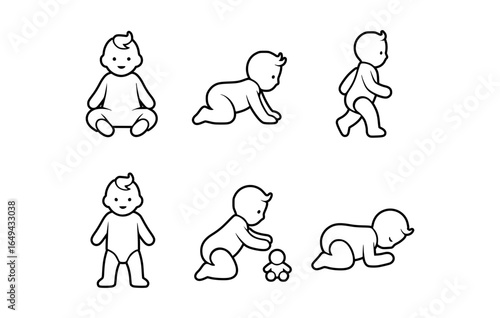Collection of baby images showing different movements and positions