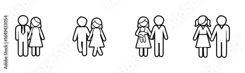 Multiple couple icons representing different stages of relationship