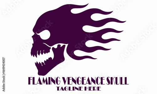 Flaming vengeance skull vector illustration, flaming vengeance skull logo design with white background