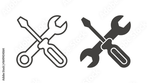 UntitledIllustration of a wrench and screwdriver crossed, representing tools for repair, maintenance, and construction, isolated on white background, suitable for technical or industrial themes
