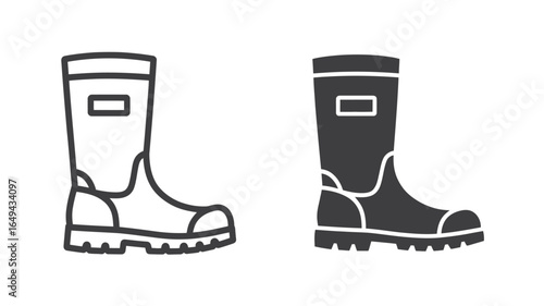 UntitledIllustration of a rubber boot isolated on white background, designed for protection against rain and mud, suitable for gardening, farming, or outdoor work in wet conditions