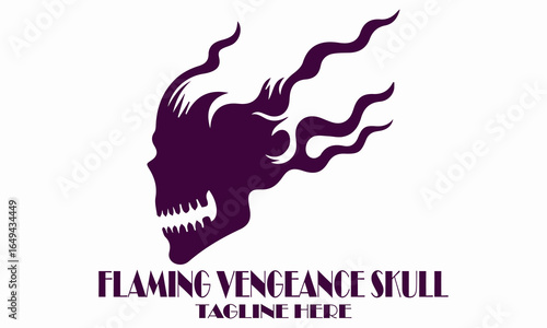 Flaming vengeance skull vector illustration, flaming vengeance skull logo design with white background