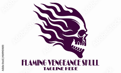 Flaming vengeance skull vector illustration, flaming vengeance skull logo design with white background