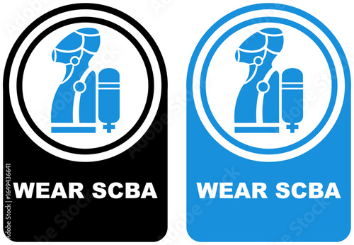 Set vector wear scba sign symbol labels sticker design illustration