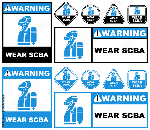 Set Collections wear scba warning sign template design vector illustration