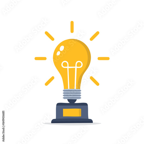 Light bulb trophy icon representing a winning idea and creative achievement. Vector illustration of an innovation award concept on a white background.