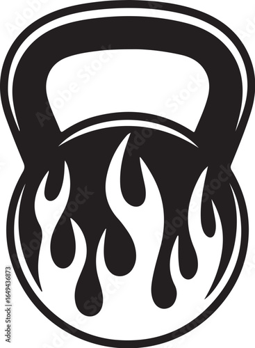 Kettlebell with fiery flames for intense workouts