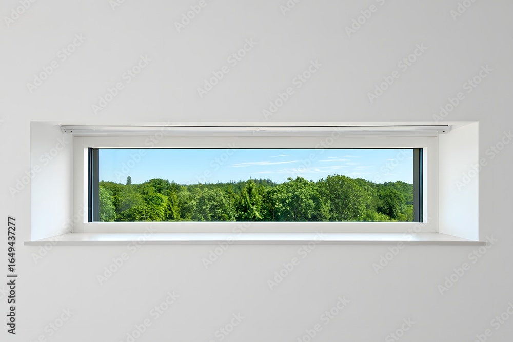 Obraz premium Window View of Lush Green Forest Landscape