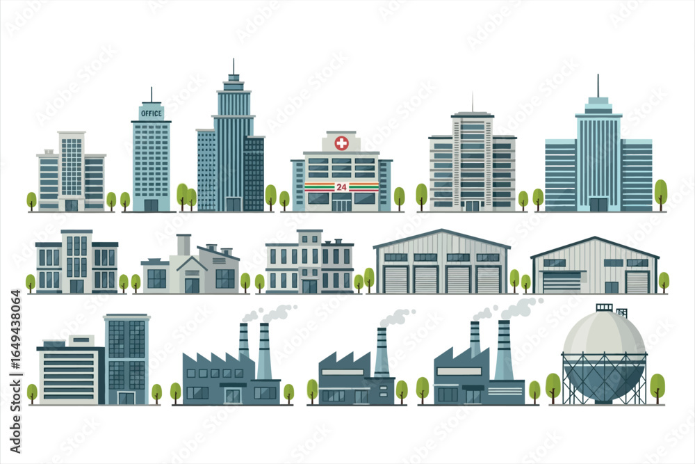 Fototapeta premium City Buildings Icons Collection