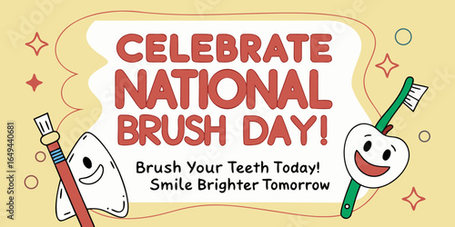 Celebrate National Brush Day with Toothbrush and Tooth Mascot