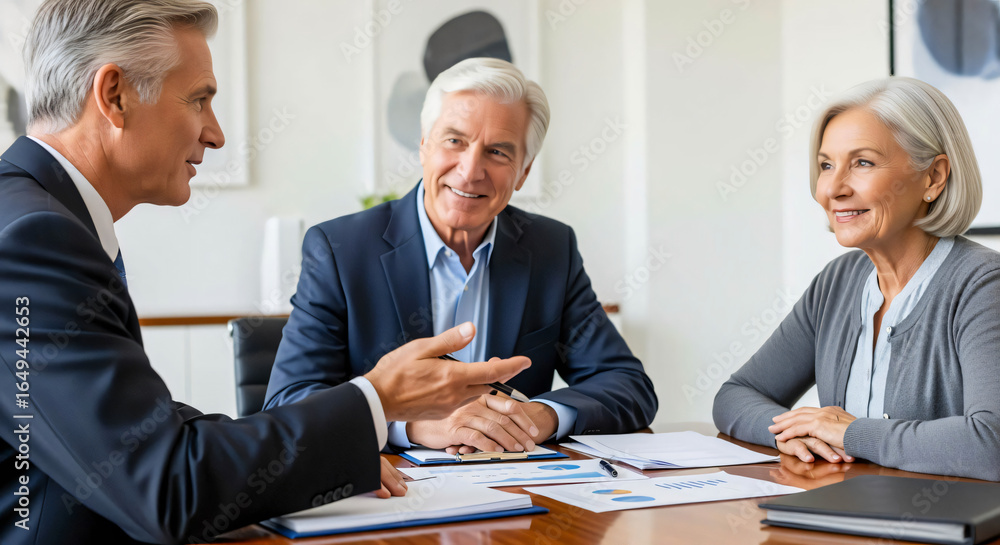 Fototapeta premium Senior Couple Consulting with Financial Advisor
