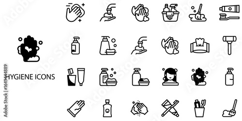 Hygiene simple concept 24 color icons set .Vector illustration.
