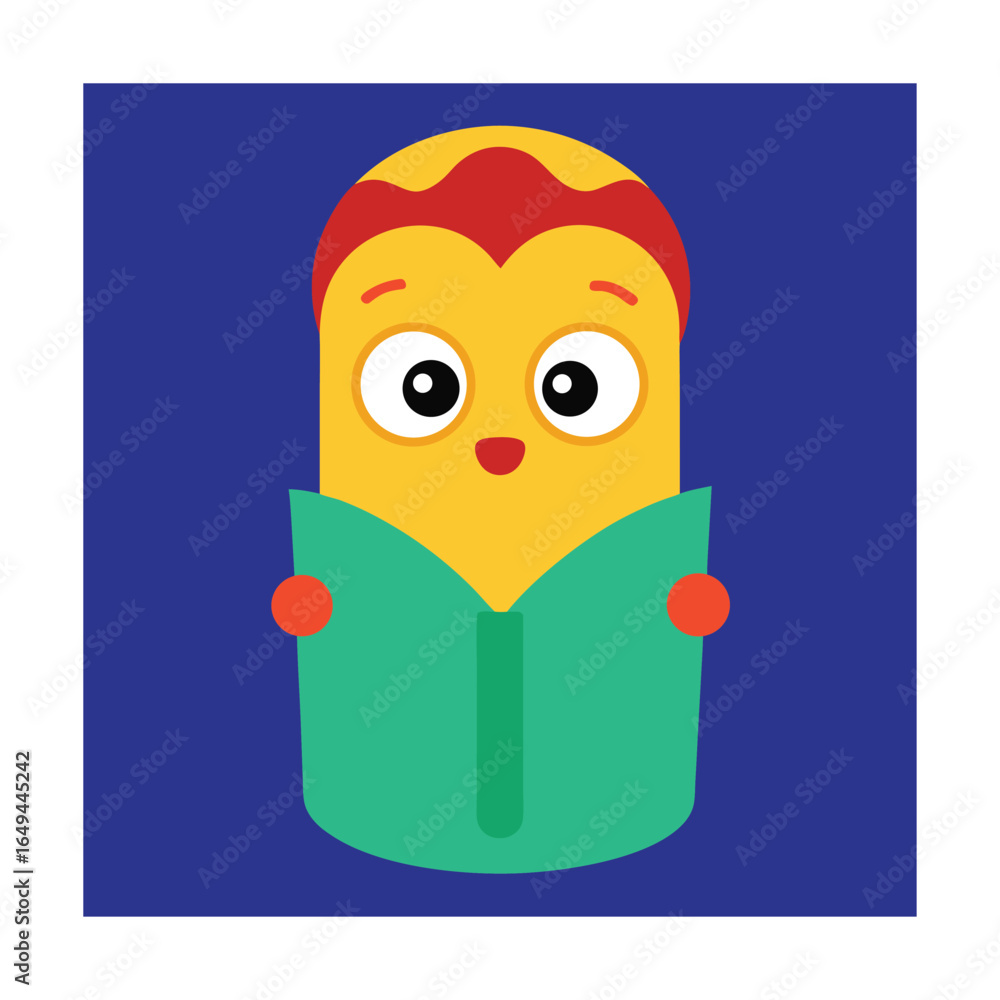 Fototapeta premium Cartoon Burrito Reading a Book